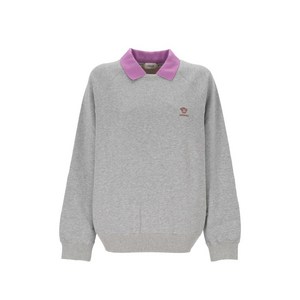 베르사체 폴로 칼라 자수 스웨트셔츠, 그레이계열+핑크계열, Italy 42(KR 66)