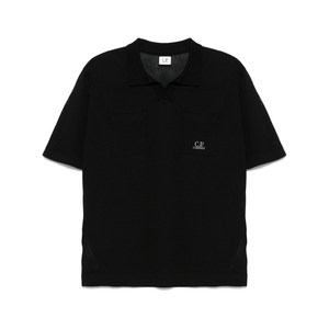 C.P.컴퍼니 로고 자수 티셔츠, 블랙계열, Standard XL