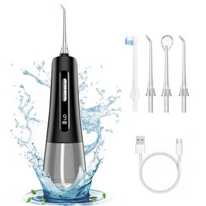 [위생용품 인증] 바유미키 9단계 수압조절 위생적인 항균 워터 구강세정기 MFDS 인증, 블랙, M139, 1개