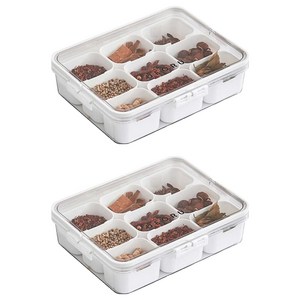 유포유 X 엠토리 가정용 9칸 향신료 밀폐용기 크림 화이트 DA1326