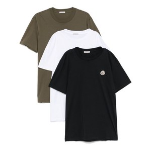 몽클레르 코튼 티셔츠 3팩 세트, 블랙계열+화이트계열, Standard XL(KR 104-185)