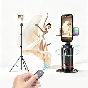 뉴테크 360도 추적 무선 원격 촬영 스마트폰 짐벌(얼굴인식+떨림방지+LED) 여행 셀카봉 라이브 영상 전용