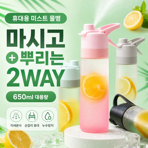 SMABAT 다용도 스프레이 보틀 휴대용 스포츠 물병 스프레이 텀블러 대용량물병 운동 보틀 650ML, 650ml, 블랙, 1개
