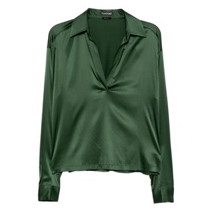 톰포드 로고 자수 새틴 튜닉, 그린계열, Italy 40