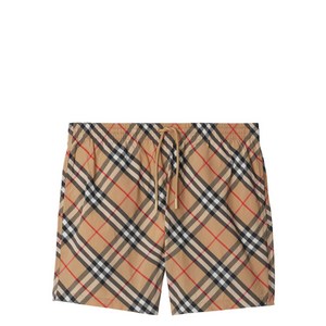 버버리 체크 프린트 드로스트링 스윔 쇼츠, 베이지계열+블랙계열, Mid standard XL(KR 115)