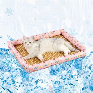 로딩 반려동물 쿠션 대나무 쿨방석 사각형, 핑크토끼