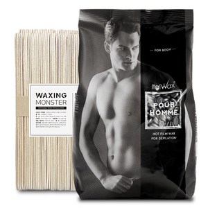 이탈왁스 핫필름 왁스 포어옴므 + 왁싱몬스터 스파츌라 L 100개입, 1kg, 1개