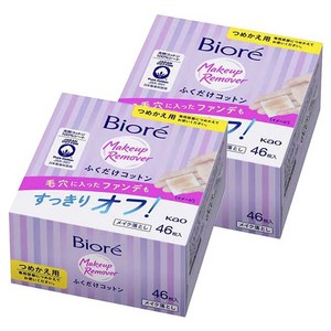 비오레 메이크업 리무버 닦기만 하면 되는 솜 리필용, 46매입, 2개