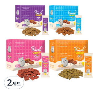 프리미요 크런치 고양이간식 20g x 12p, 참치 + 닭고기, 참치 + 연어, 참치 + 새우, 참치, 240g, 2세트