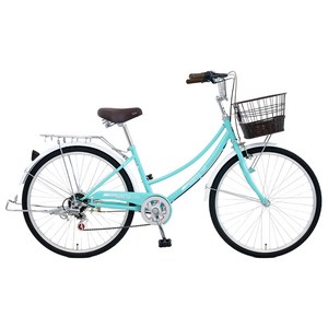 [삼천리자전거/하운드] 시애틀 라인 클래식 자전거 바구니 짐판 흙받이 시티형 여성용 자전거 사이즈 옵션, 완전조립, 24인치, 민트