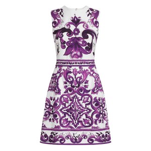 돌체앤가바나 그래픽 프린트 드레스, 화이트계열+바이올렛/보라계열, Italy 36(KR 33)