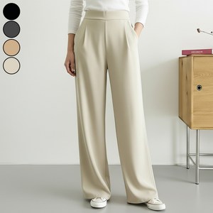 가비진 여성용 스판 좋은 핀턱 밴딩 일자 와이드 팬츠 키작녀 바지 빅사이즈까지