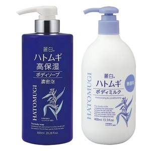 쿠마노 레이하쿠 하또무기 딥모이스처 바디 솝 농밀 거품 600ml + 바디밀크 400ml