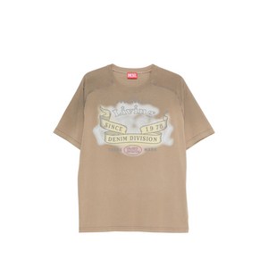 디젤 그래픽 프린트 티셔츠, 브라운계열, Standard S
