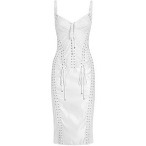 돌체앤가바나 세미 시스루 패널 미디 드레스