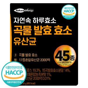 자연속 하루 효소 곡물 발효 효소 유산균 45종, 90g, 1개