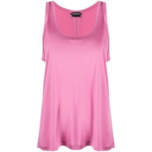 톰포드 로고 패치 실크 탱크 탑