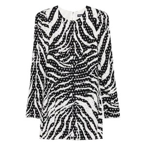 돌체앤가바나 지브라 프린트 크리스털 장식 미니 드레스