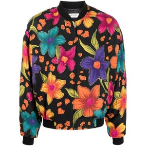 생로랑 플로럴 프린트 보머 재킷, 블랙계열, France 48