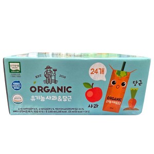 롯데칠성음료 오가닉 유기농 사과 당근 주스, 125ml, 24개
