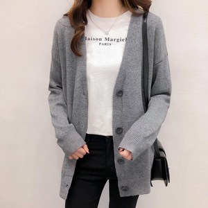 미엘미 여성용 브이넥 니트 롱 가디건
