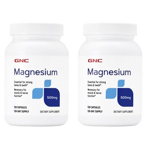 GNC 마그네슘 500mg 캡슐, 120정, 2개