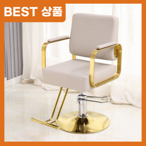 굿트렌드 미용실 의자 미용 체어 헤어샵 업소용 네일샵 뷰티샵 메이크업 바버샵 이발소, 1개, 베이지+금색도금