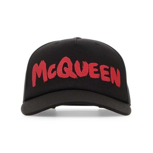 알렉산더맥퀸 로고 프린트 베이스볼 캡 모자, M(KR 600), 블랙계열+레드계열