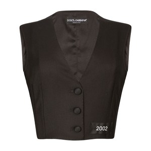 돌체앤가바나 넘버 패치 테일러드 크롭 베스트, 블랙계열, Italy 46(KR 77)