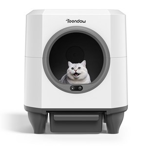[2025년형] Teendow 스마트 자동 고양이 화장실 CLB05 다중 안전장치 WIFI 연동 전자동 고양이 화장실, 1개, 화이트