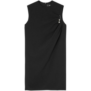 베르사체 세이프티 핀 새틴 미디 셔츠 드레스, 블랙계열, Italy 42(KR 66)