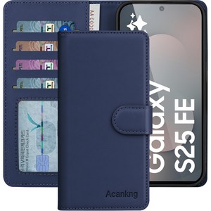 아칸크 갤럭시 S25FE 5G / SM-S731N 지갑형 가죽 카드수납 다이어리 휴대폰리 케이스+지문인식 보호필름 풀세트