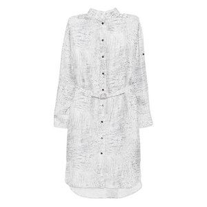 페라가모 벨트 버튼 업 셔츠 드레스, 화이트계열+그레이계열, Italy 38(KR 44)