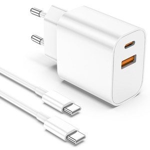 Bolt Wave 아이폰/삼성 전용 고속 충전기 25w 2포트 USB +C타입 (60W C to C 고속 케이블 1.8m 포함)