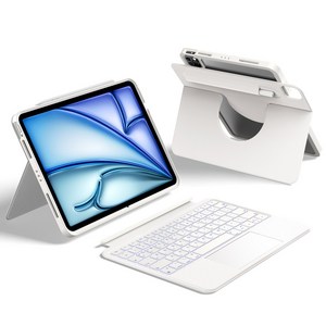 HOU 아이패드 세로 가로 매직키보드 펜슬 수납 아이패드 프로11인치 M4 13인치 에어 6/5/4세대 M2 10.9 11인치 13인치 트랙패드 백라이트 한글 키보드 케이스