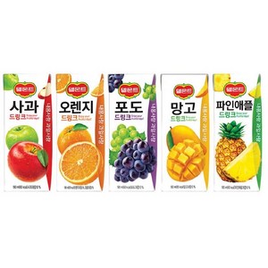 델몬트 드링크팩 40팩 (5가지맛 8개씩) 오렌지 사과 망고 포도 파인애플, 1세트, 190ml