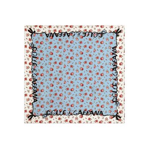 돌체앤가바나 스몰 로즈 프린트 실크 트윌 스카프