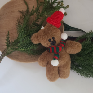 크리스마스 곰돌이 트리인형 키링, 파랑모자+초빨목도리