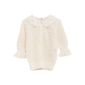 끌로에 레이스 칼라 오픈 니트 스웨터, 화이트계열, Standard M(KR 66)