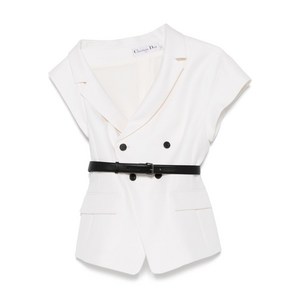 디올 비대칭 벨트 재킷