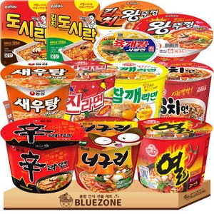 용기컵라면 12종 1세트 농심(신라면+너구리+새우탕+육개장사발면)+오뚜기(진라면매운+김치면+열라면+참깨)+팔도(왕뚜껑+김치왕뚜껑+팔도도시락+김치도시락)