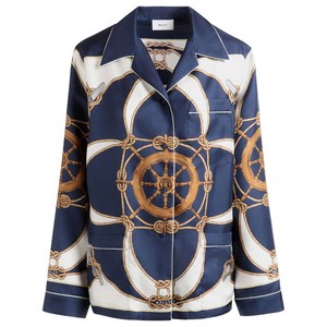 발리 그래픽 프린트 실크 셔츠, 블루계열+베이지계열, M(KR 66)