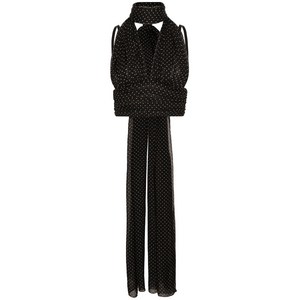 돌체앤가바나 폴카 도트 프린트 실크 탑, 블랙계열, Italy 42(KR 55)