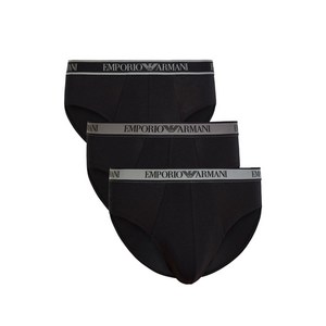 엠포리오아르마니 로고 웨이스트밴드 브리프 3팩 세트, 블랙계열, M
