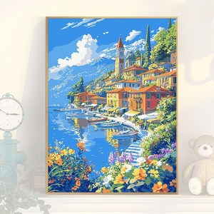 Luntim DIY 명화그리기 유화 그림 그리기 선물 아크릴화 30x40 1개, 힐링 해변 그림