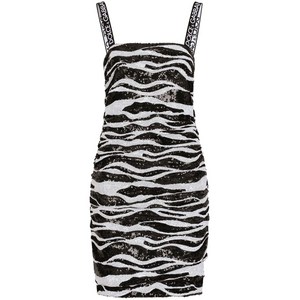 돌체앤가바나 지브라 프린트 시퀸 장식 미니 드레스, 블랙계열+화이트계열, Italy 44(KR 66)