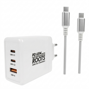 루츠 국내생산 초고속 멀티 충전기 C타입 3포트 PD 65W PPS + C to C 100W 5A E Marker 1.5M 케이블포함