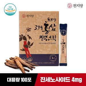 천지양 100% 국산 6년근 고려 홍삼진액 스틱 100포, 1L, 1박스