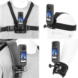 BRDRC Insta360 X5 액세서리 세트 - 가슴스트랩 백팩클립 손목스트랩 360어댑터+퀵릴리스 X5/X4/X3/X2 호환