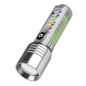 [사은품증정] 비센드 BS-T50 LED 손전등 후레쉬 고휘도 해루질 캠핑 낚시 충전식 9가지 다기능, 1개, 혼합색상